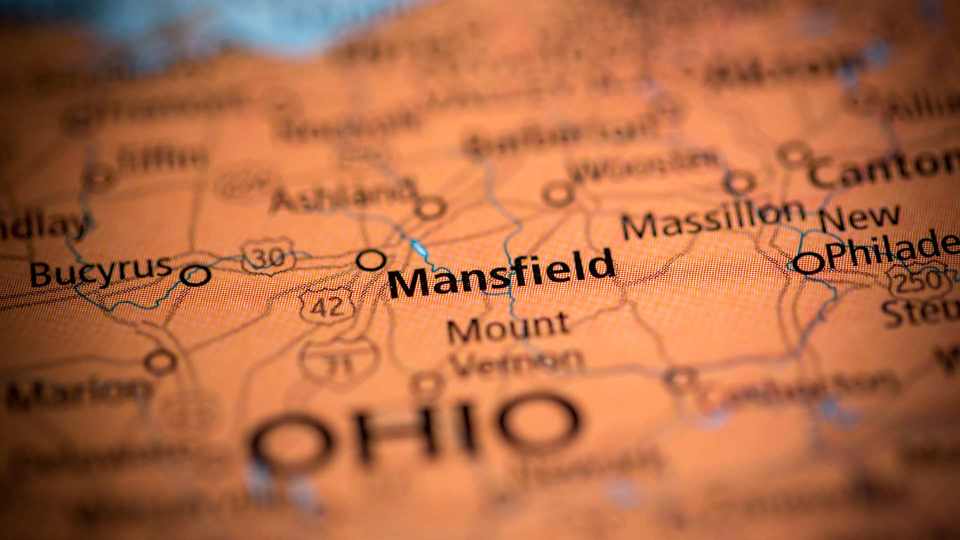 Mansfield, Ohio map.