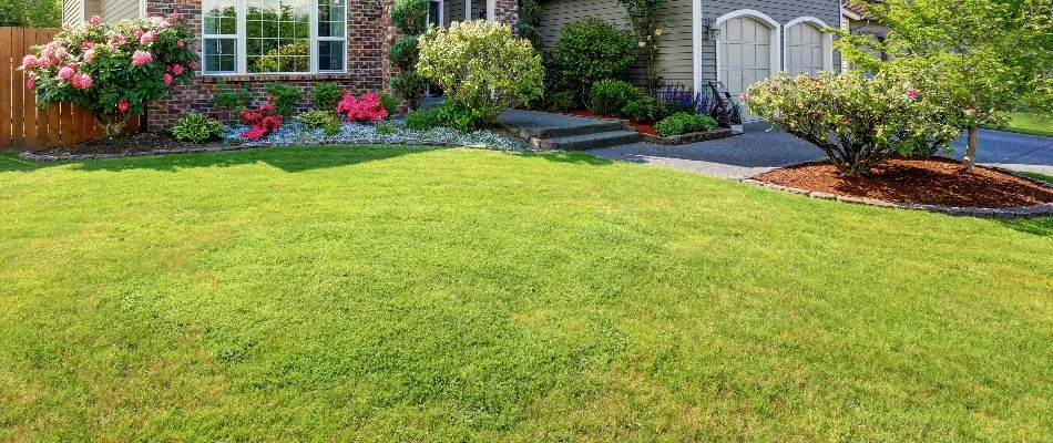 Green lawn and vibrant flowers in Hudson, OH.