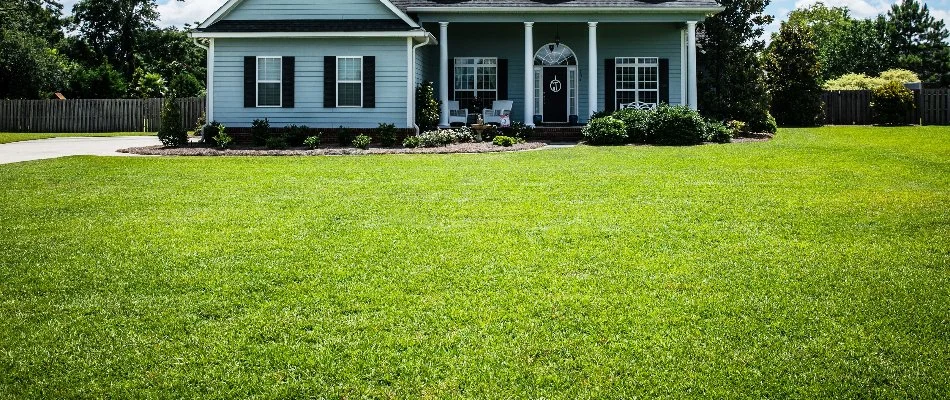 House in Avon, OH, with thick green grass.